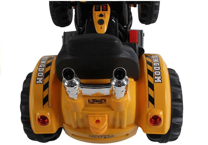 Dětský traktor na akumulator s lžící a kopačkou oranžový