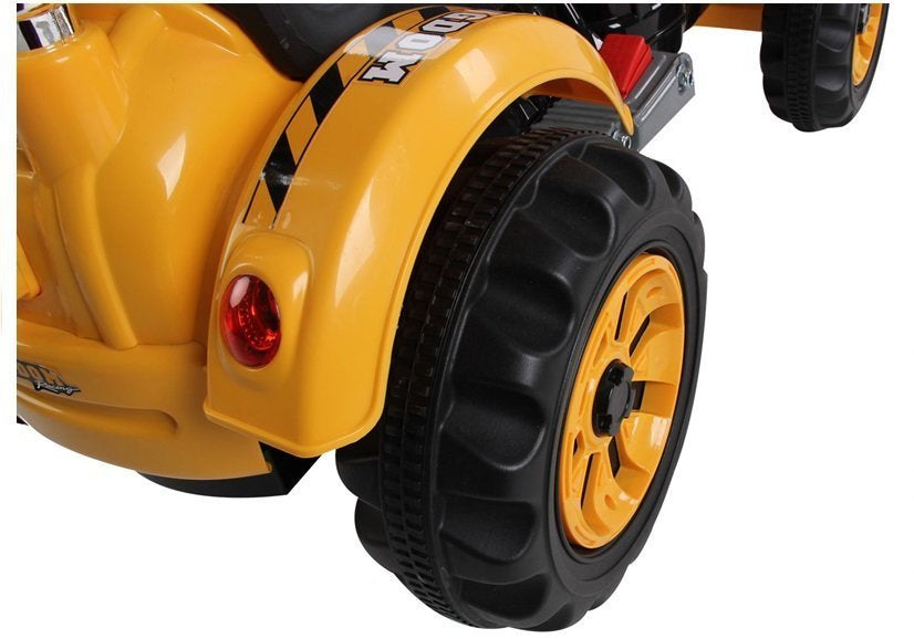 Dětský traktor na akumulator s lžící a kopačkou oranžový