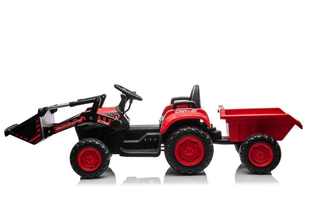 Dětský traktor na akumulátor s lžící BW X002A červený