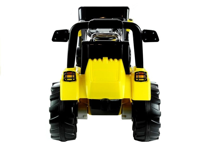 Dětský traktor na akumulator s pohyblivou lžící a pilotem žlutý