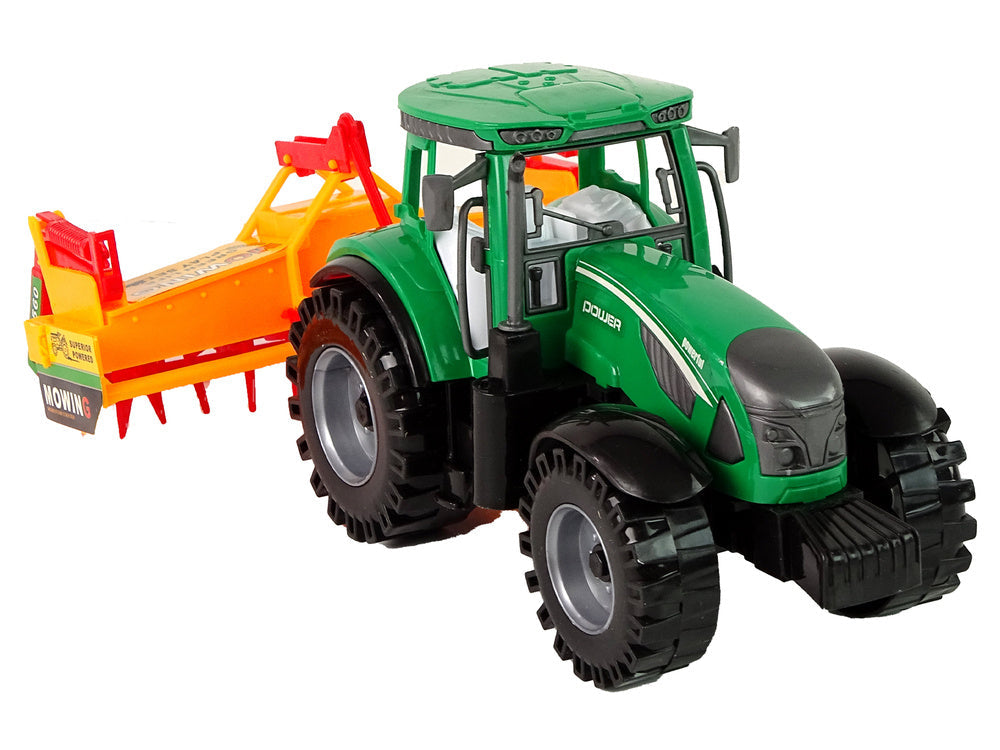 Dětský traktor s kultivátorem na setrvačník zelený