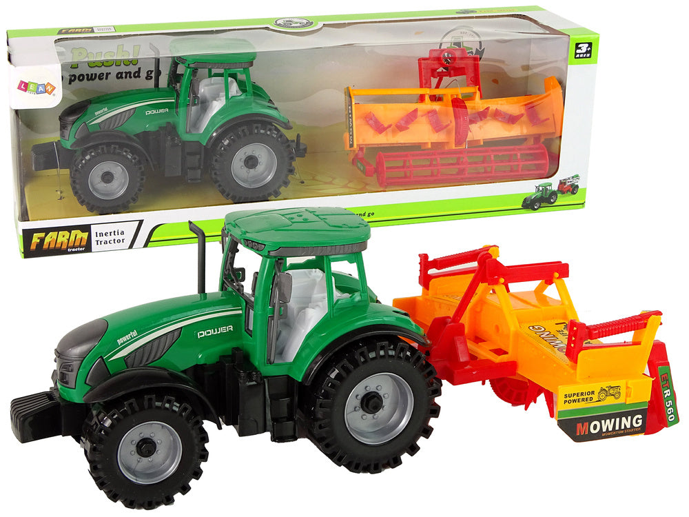 Dětský traktor s kultivátorem na setrvačník zelený