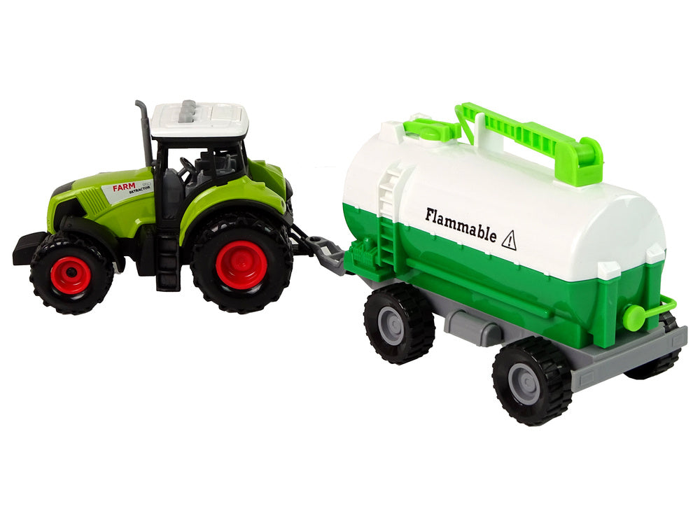 Dětský traktor s přívěsem cisternou – se zvuky | zelený