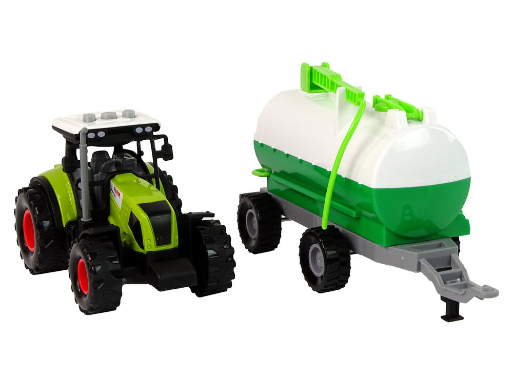 Dětský traktor s přívěsem cisternou – se zvuky | zelený