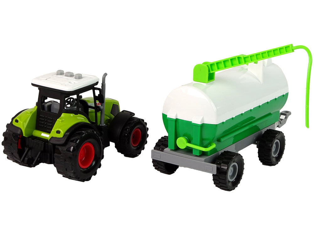 Dětský traktor s přívěsem cisternou – se zvuky | zelený