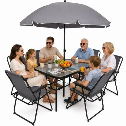 Dětský zahradní nábytek s deštníkem – stůl a židle pro balkon