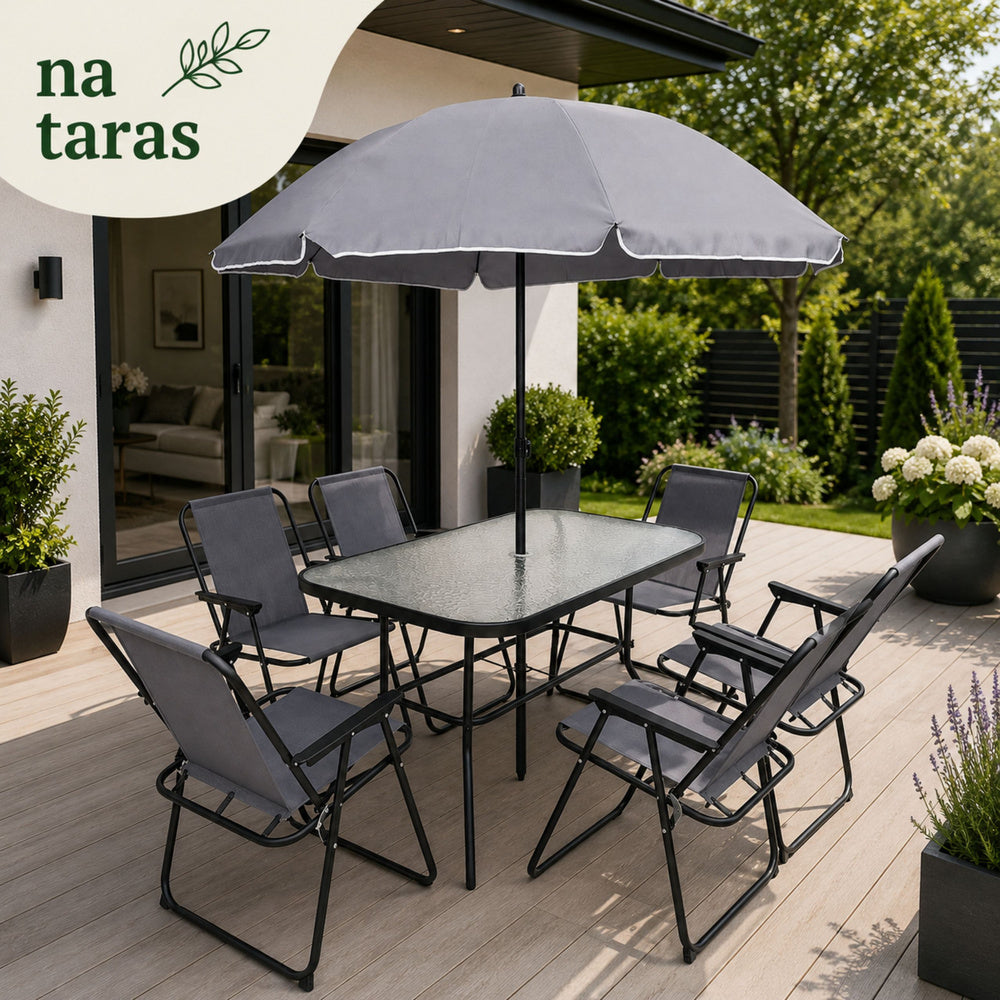 Dětský zahradní nábytek s deštníkem – stůl a židle pro balkon