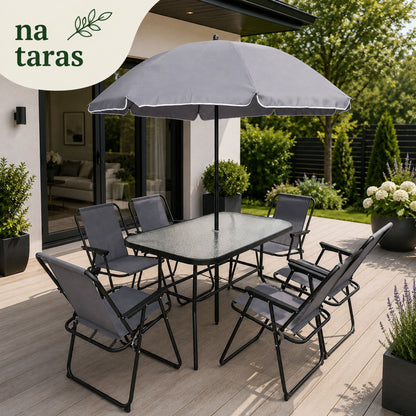 Dětský zahradní nábytek s deštníkem – stůl a židle pro balkon