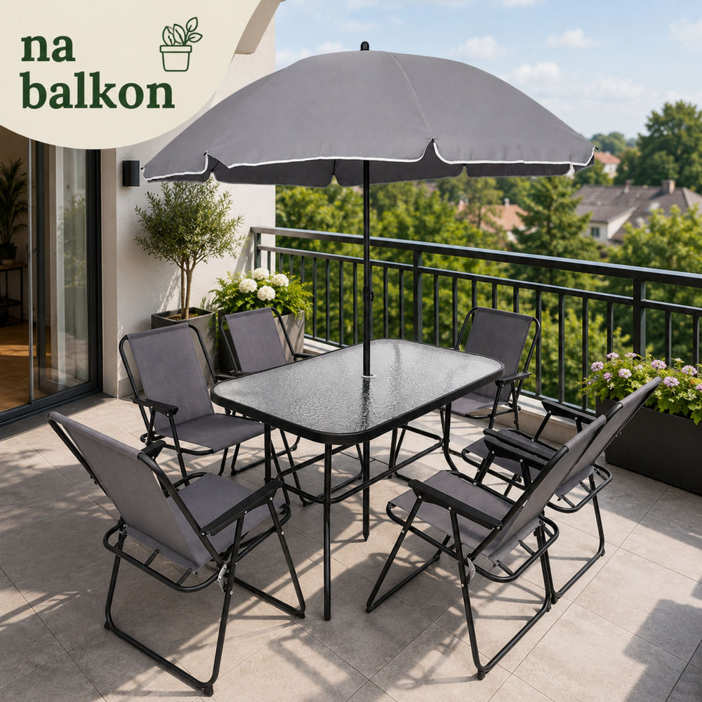 Dětský zahradní nábytek s deštníkem – stůl a židle pro balkon