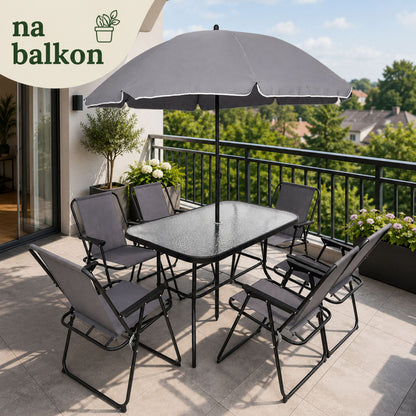 Dětský zahradní nábytek s deštníkem – stůl a židle pro balkon