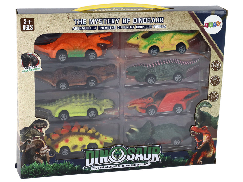 Dinosauří autíčka s setrvačníkem – 8ks barevná sada