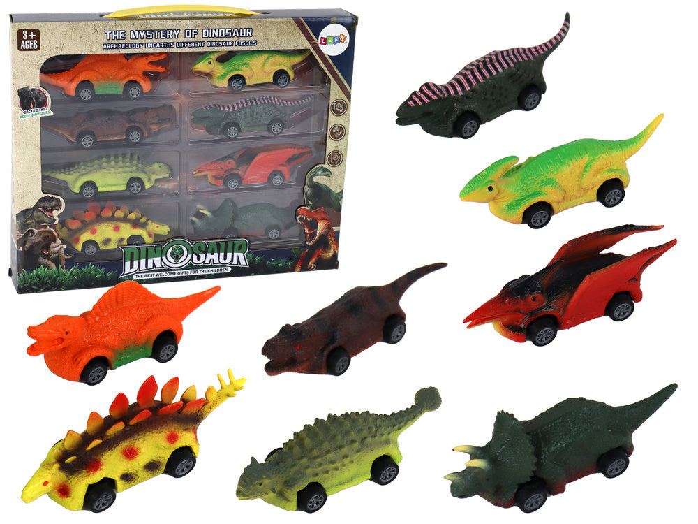Dinosauří autíčka s setrvačníkem – 8ks barevná sada