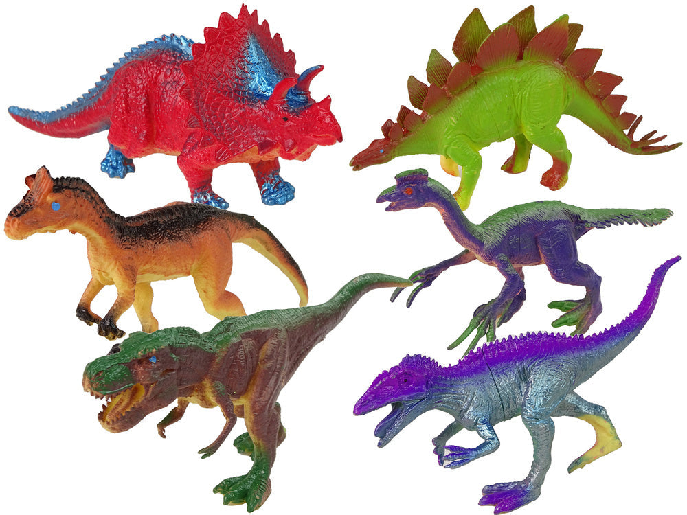 Dinosauří figurky barevné 6 kusů s doplňky