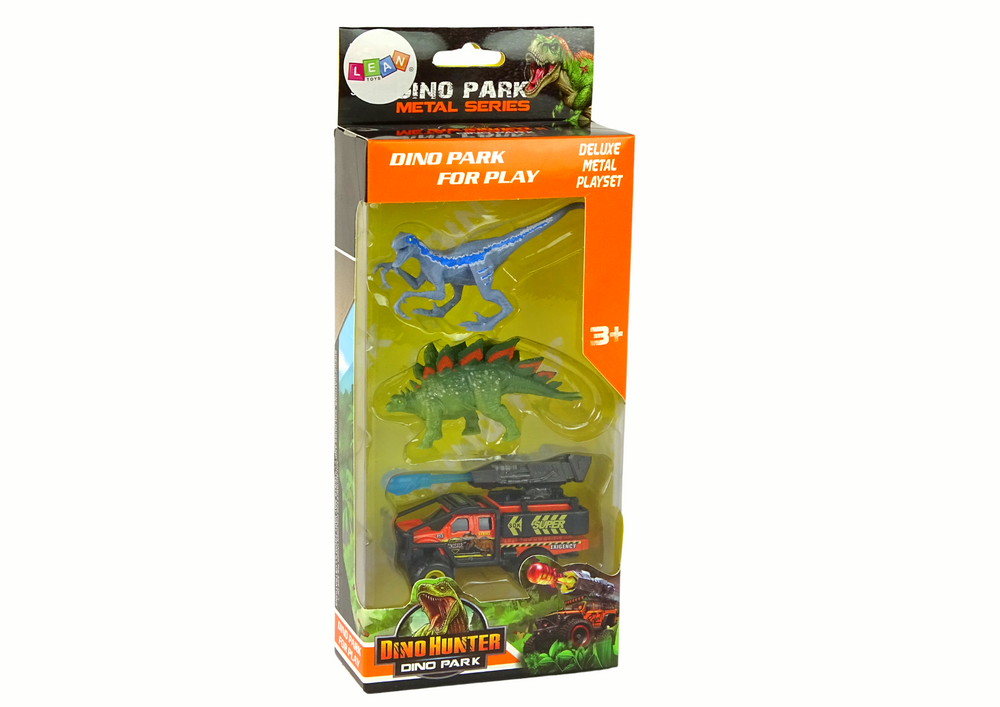 Dinosauří figurky s terénním vozem – modrý set s raketou