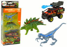 Dinosauří figurky s terénním vozem – modrý set s raketou