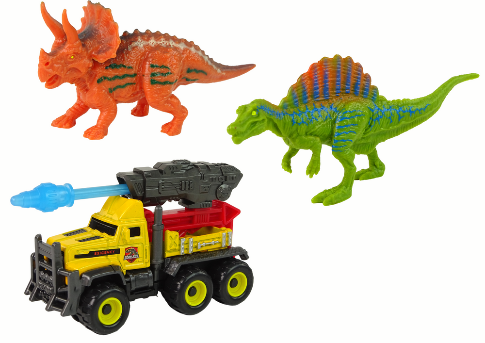 Dinosauří figurky s terénním vozem – žlutá sada s raketou