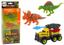 Dinosauří figurky s terénním vozem – žlutá sada s raketou