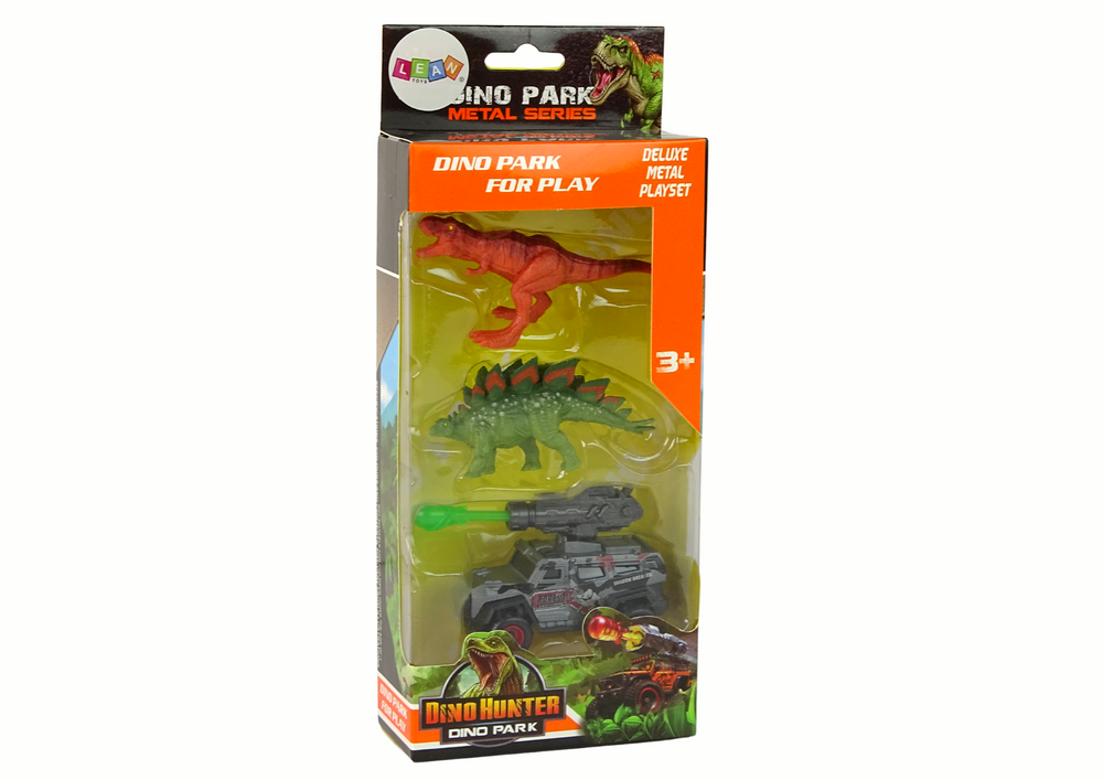 Dinosauří figurky s terénním vozidlem – hračky zelené