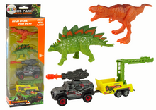 Dinosauří sada auto s raketou – s přívěsem a klecí