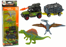 Dinosauří sada auto s raketou – s přívěsem a klecí