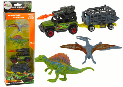 Dinosauří sada auto s raketou – s přívěsem a klecí