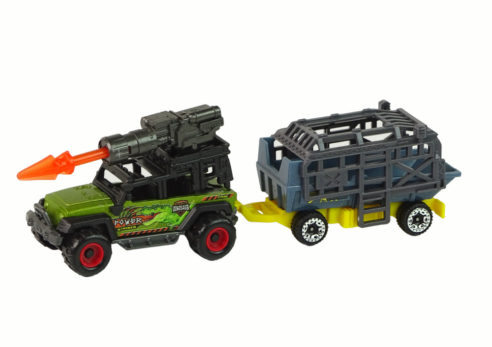 Dinosauří sada auto s raketou – s přívěsem a klecí
