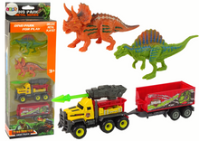 Dinosauří sada auto s raketou – s přívěsem žluté