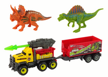 Dinosauří sada auto s raketou – s přívěsem žluté