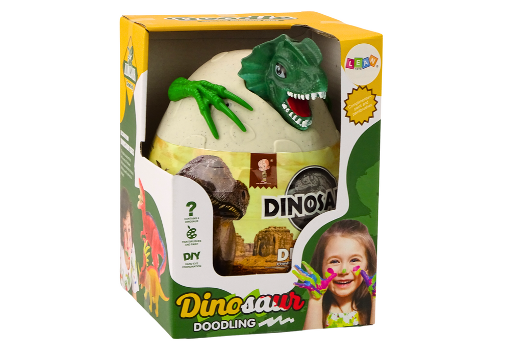 Dinosauří vejce k malování s barvami a štětci DIY zelené