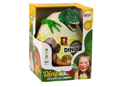 Dinosauří vejce k malování s barvami a štětci DIY zelené