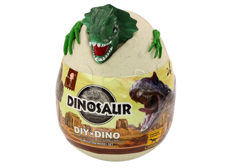 Dinosauří vejce k malování s barvami a štětci DIY zelené
