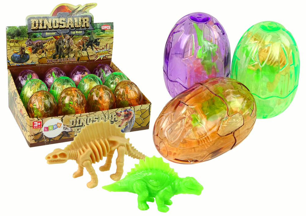 Dinosauří vejce s figurkami – 9 cm průhledné | 2 ks