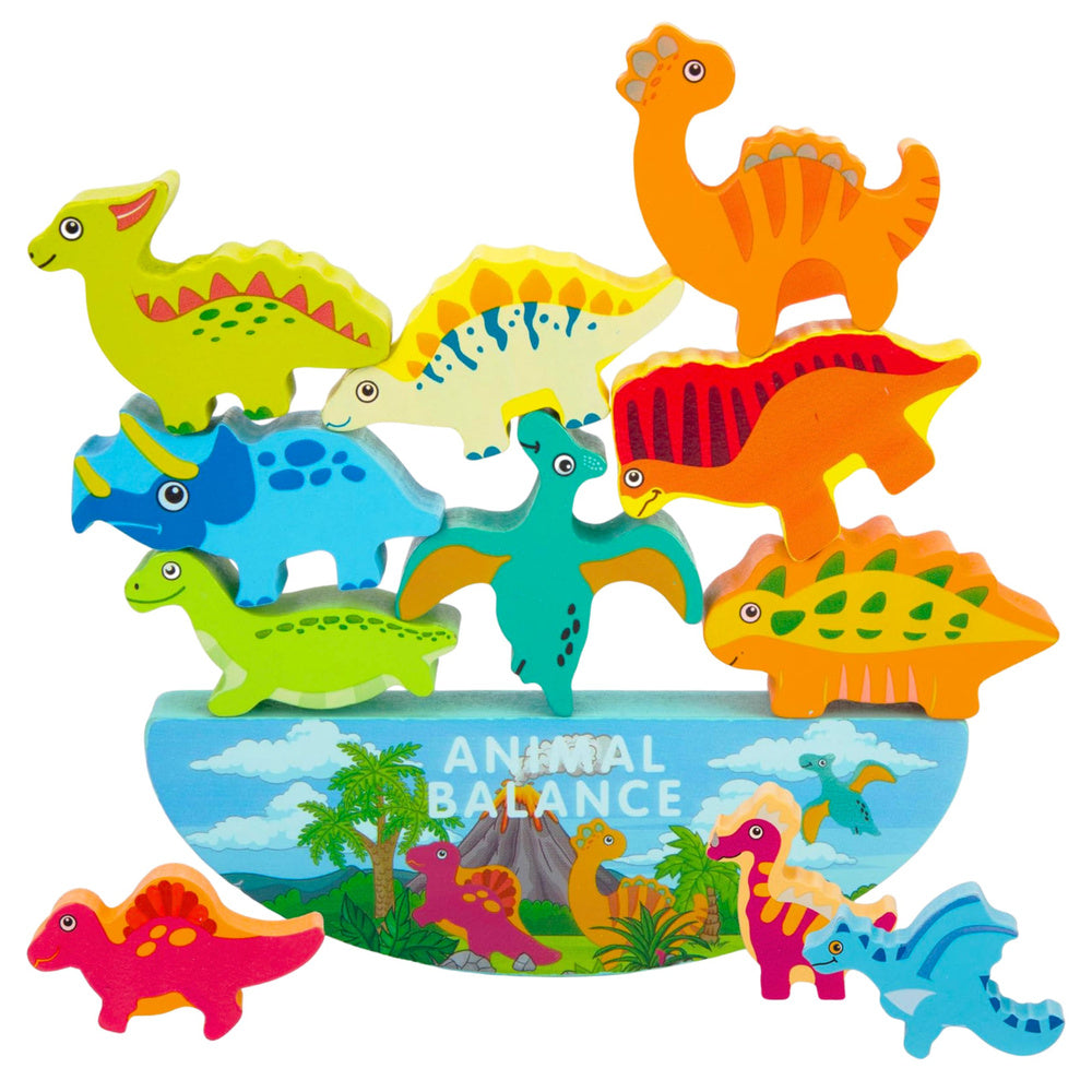 Dinosauří věž - hra na rovnováhu se dřevěnými kostkami 12 ks