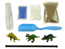 Dinosauří zahrada ve sklenici se světlem a svítícími samolepkami