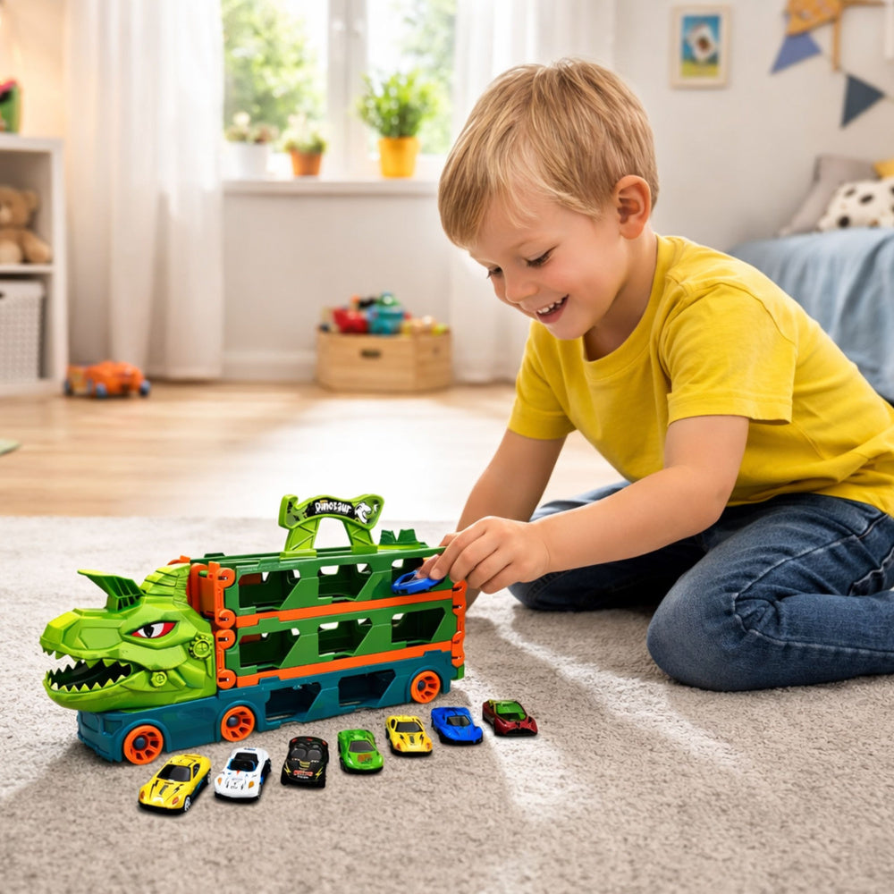 Dinosaurus kamion s odpružením a dráhou 4v1 – transporter