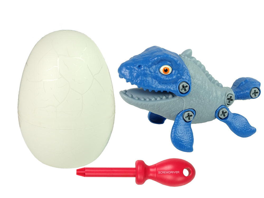 Dinosaurus Mosasaurus s vajíčkem DIY šroubovák modrý
