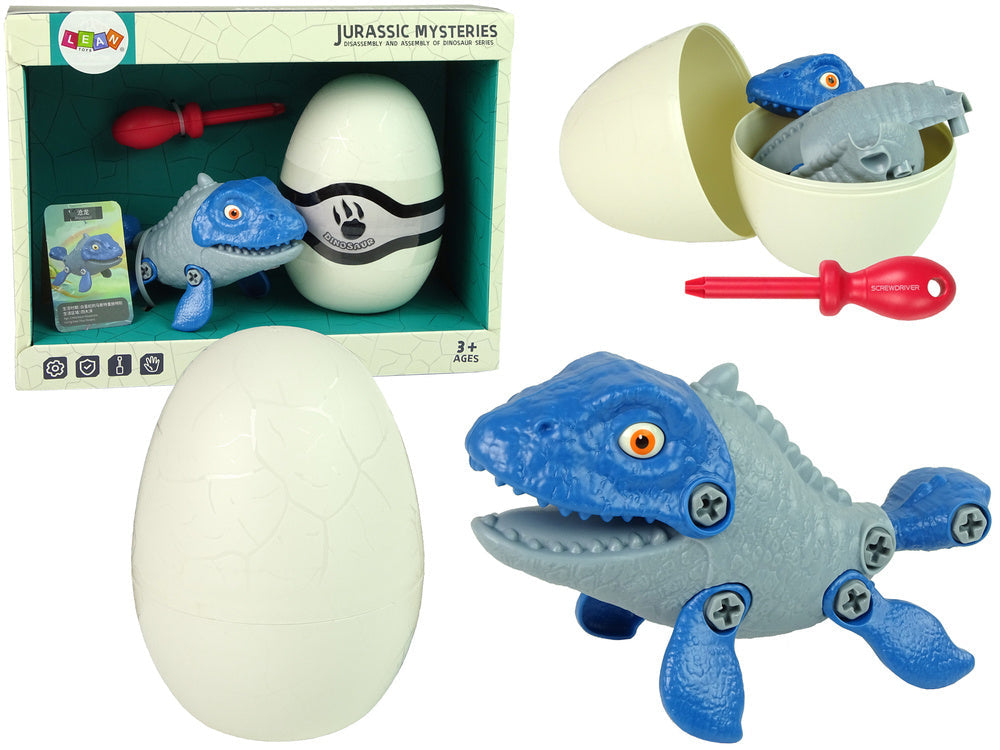 Dinosaurus Mosasaurus s vajíčkem DIY šroubovák modrý