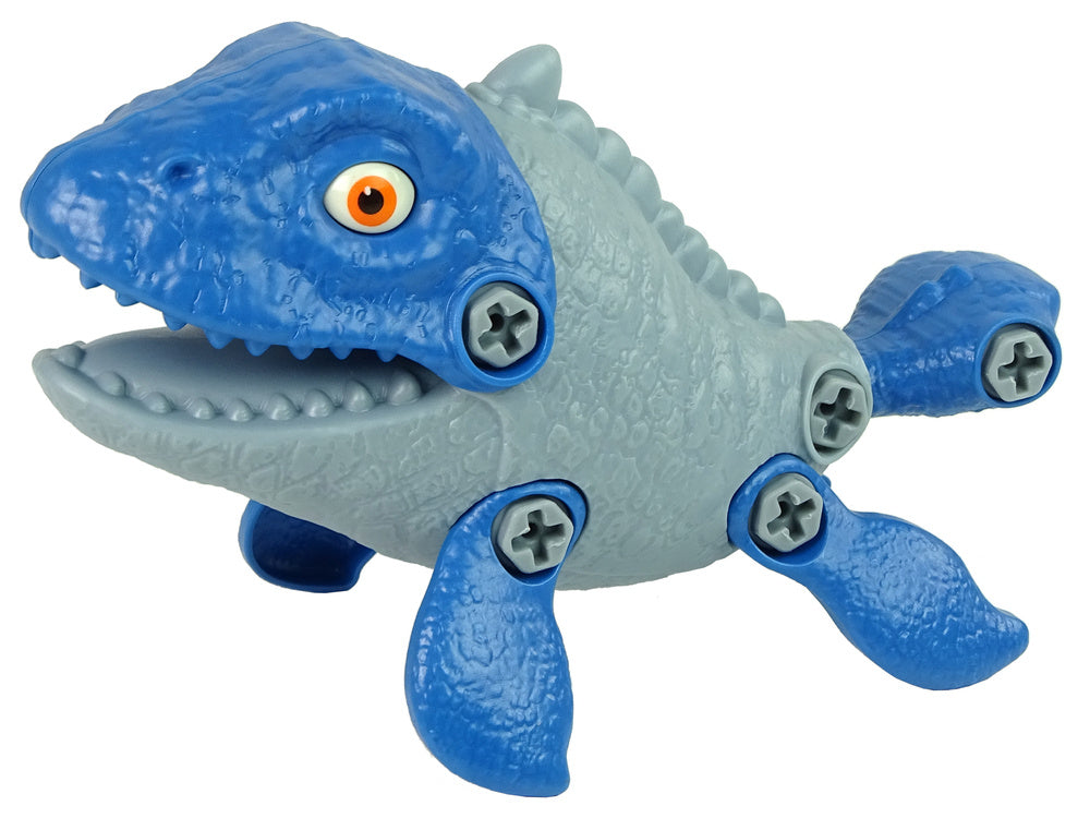 Dinosaurus Mosasaurus s vajíčkem DIY šroubovák modrý