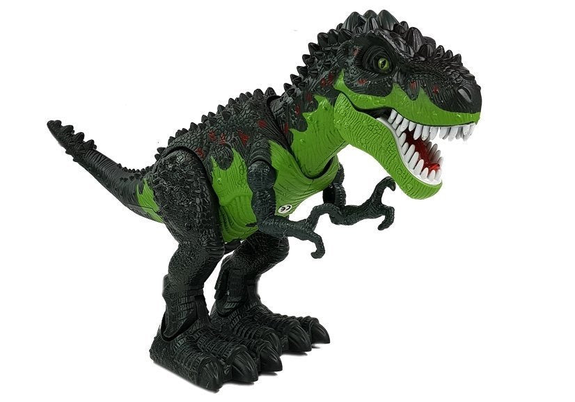 Dinosaurus na baterie s vajíčky a ohnivým dechem zelený