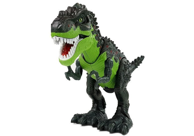 Dinosaurus na baterie s vajíčky a ohnivým dechem zelený
