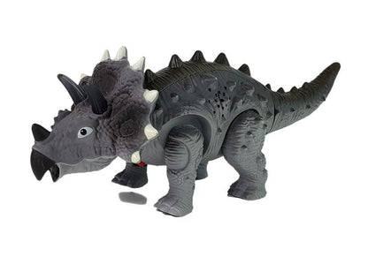 Dinosaurus na baterie Triceratops se zvuky a světly šedý