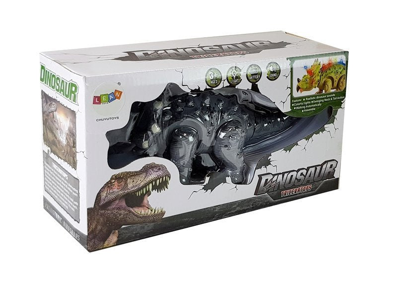 Dinosaurus na baterie Triceratops se zvuky a světly šedý