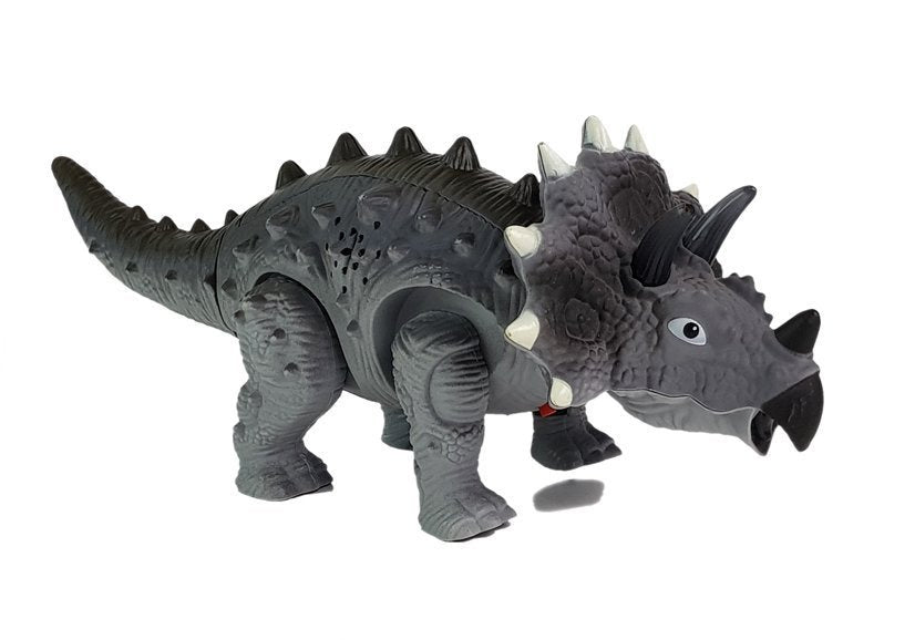 Dinosaurus na baterie Triceratops se zvuky a světly šedý