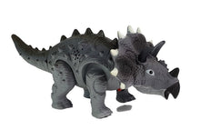 Dinosaurus na baterie Triceratops se zvuky a světly šedý