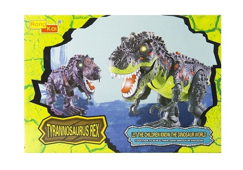 Dinosaurus na baterie Tyrannosaurus Rex chodící se světlem zelený