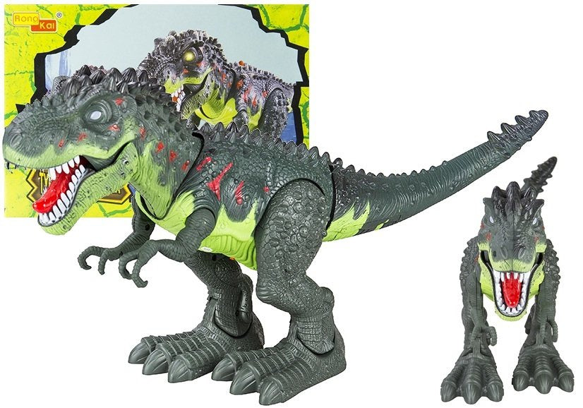 Dinosaurus na baterie Tyrannosaurus Rex chodící se světlem zelený