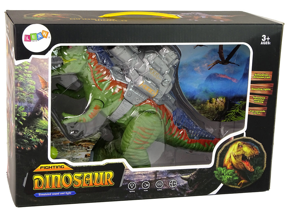 Dinosaurus s katapultem – chodí střílí svítí | zelený