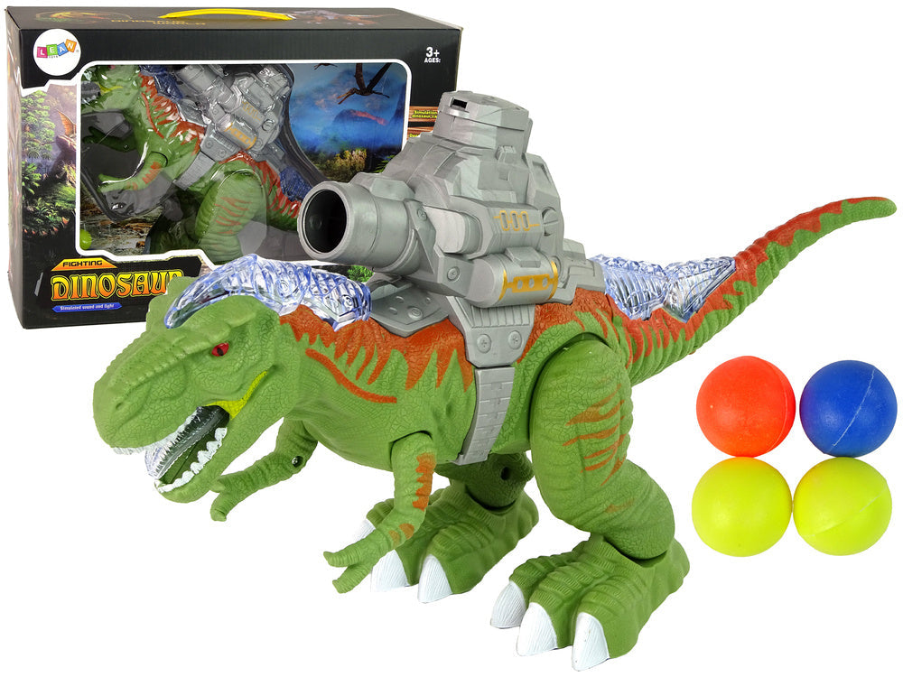 Dinosaurus s katapultem – chodí střílí svítí | zelený