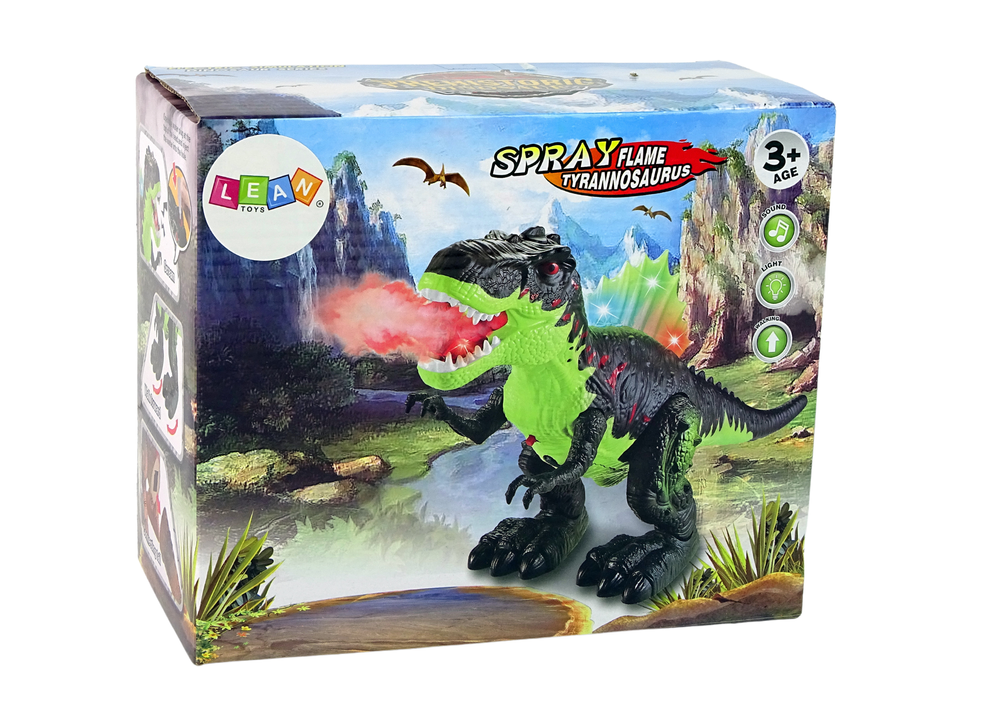 Dinosaurus s vodní párou a světly – na baterie | zelený