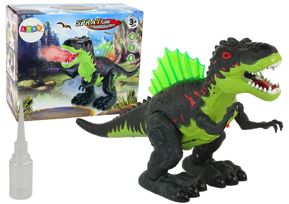 Dinosaurus s vodní párou a světly – na baterie | zelený
